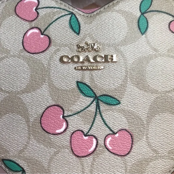 🍒❤️ Heart Crossbody In Signature Canvas With Heart Cherry Print - Picture 13 of 16